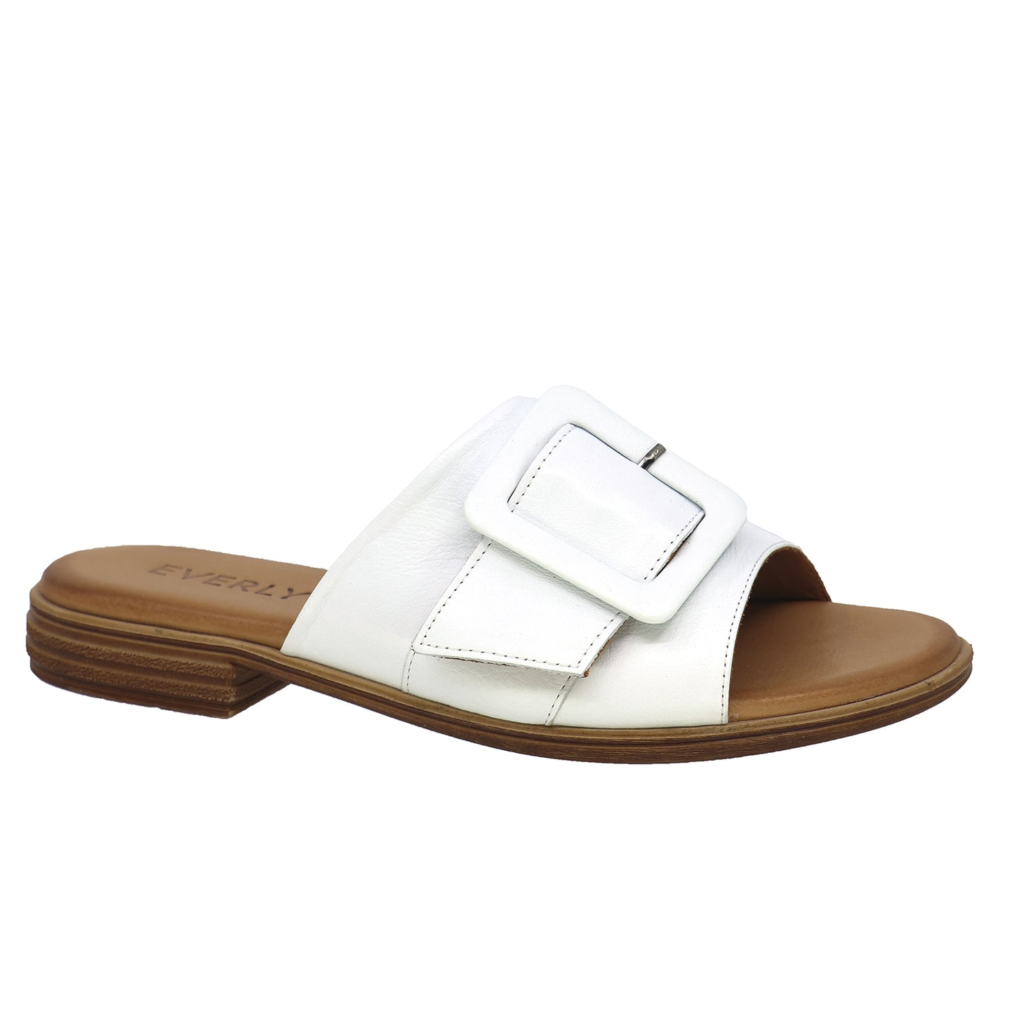 TAXI EVERLY LAUREN LEATHER SANDAL - WHITE