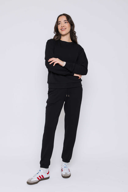 ORB JENNA CREW NECK SWEATSHIRT - BLACK