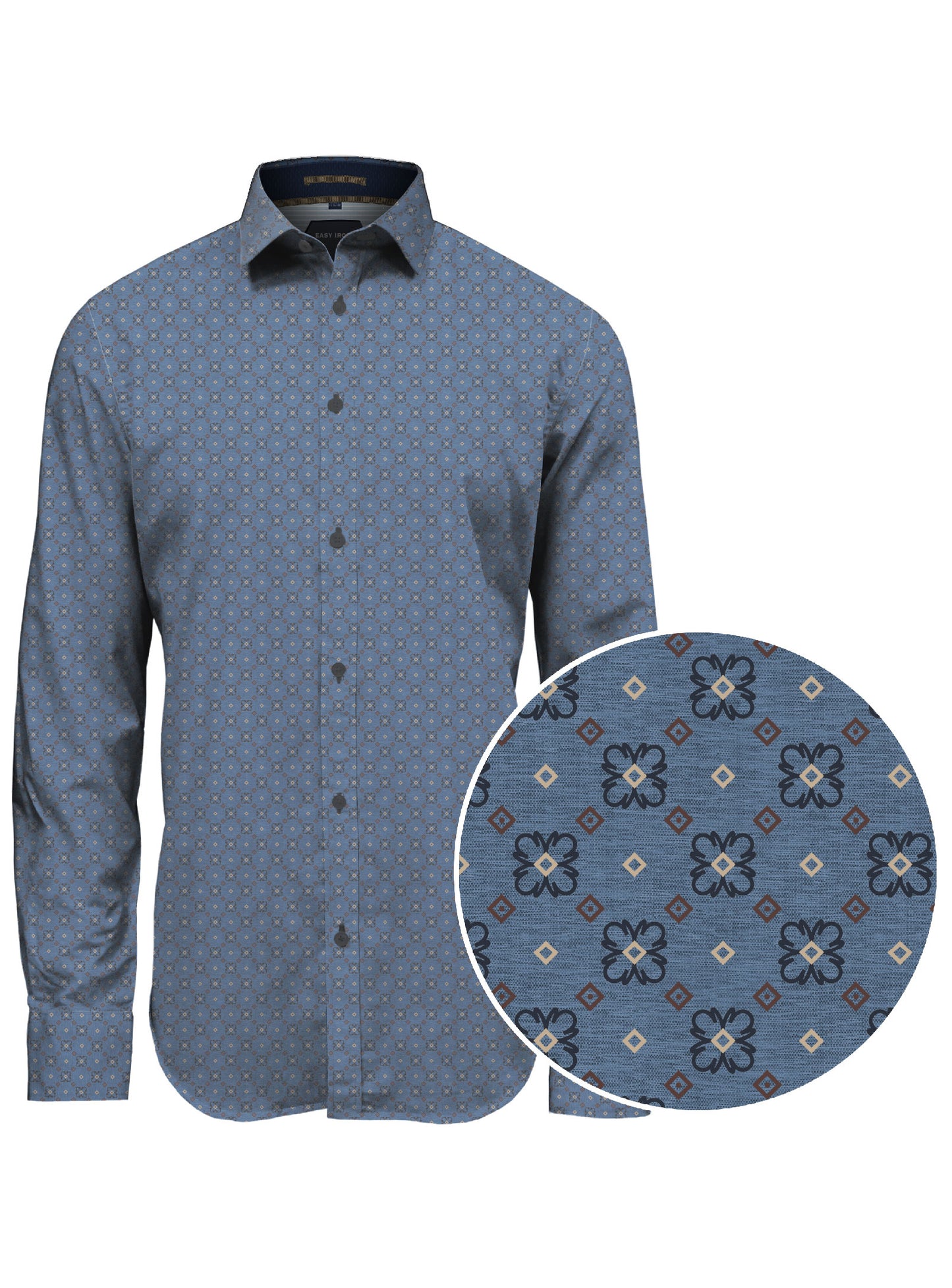 MEN'S POINT ZERO LUXURY BUTTON UP SHIRT - BLUE MIX
