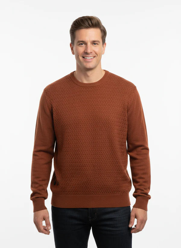 MEN'S POINT ZERO FINE GAUGE TEXTURED KNIT SWEATER - ANISE MIX
