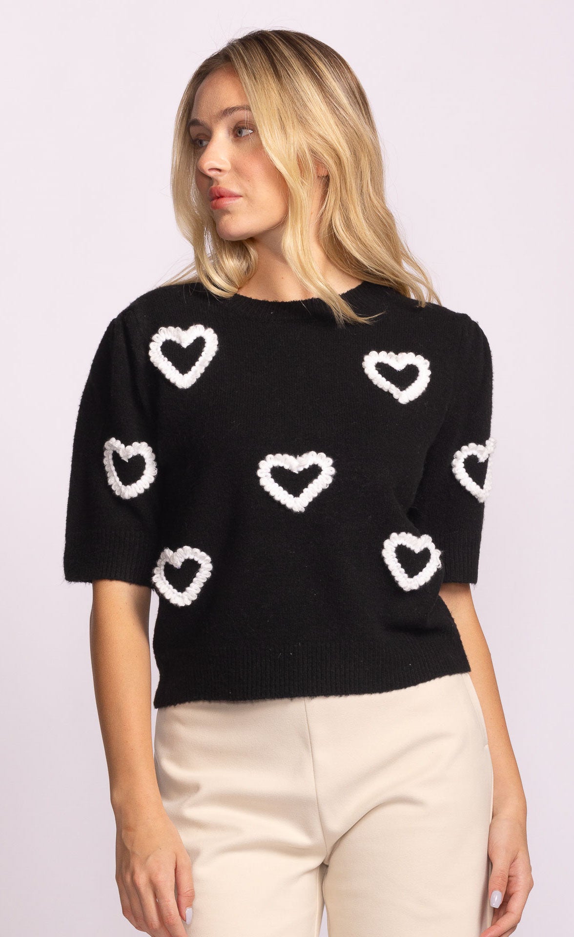 PINK MARTINI HEART SWEATER - BLACK