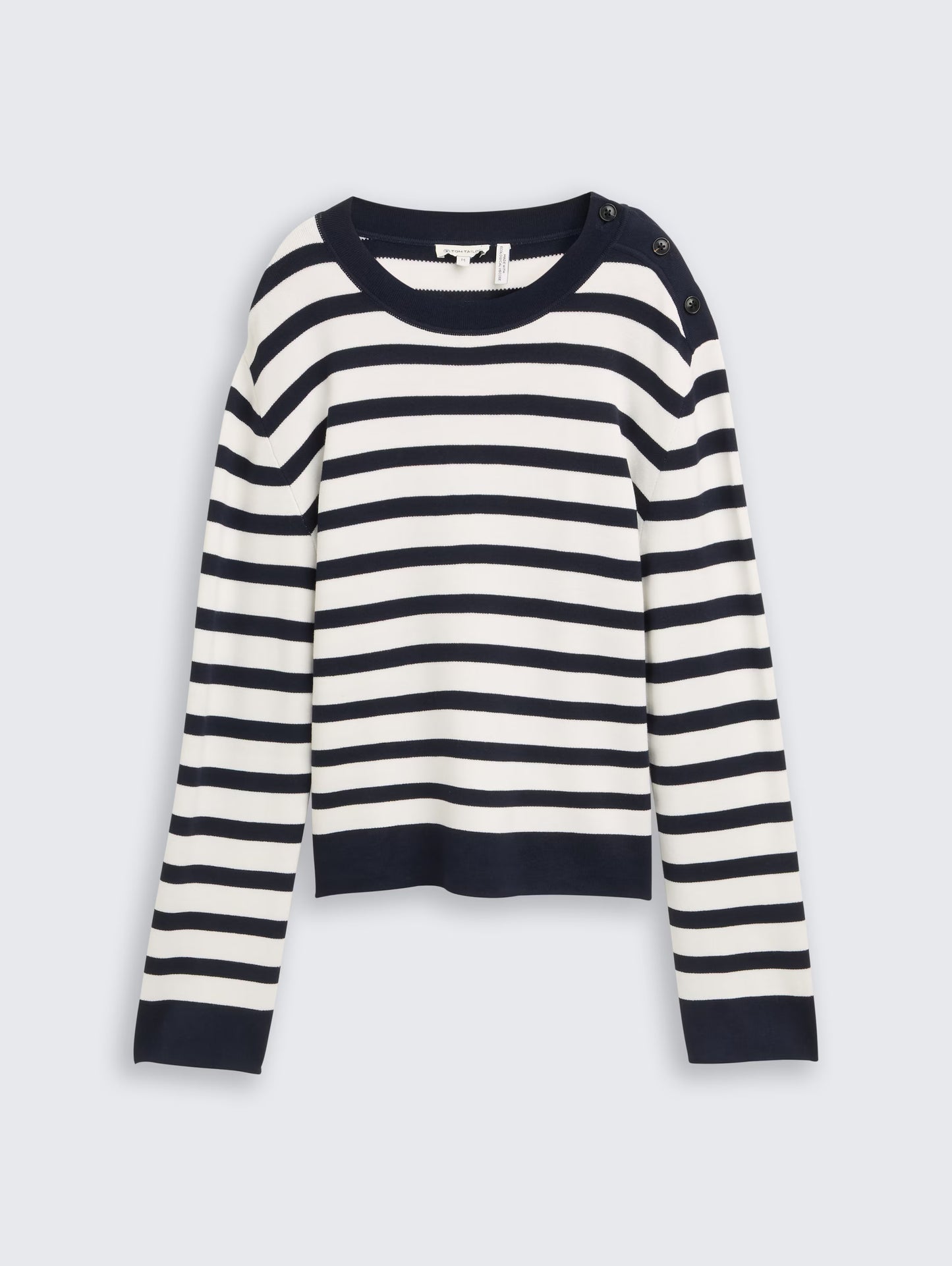 TOM TAILOR MILANO SWEATER WITH BUTTONS - NAVY/WHITE - Vi-Leen's Fashions