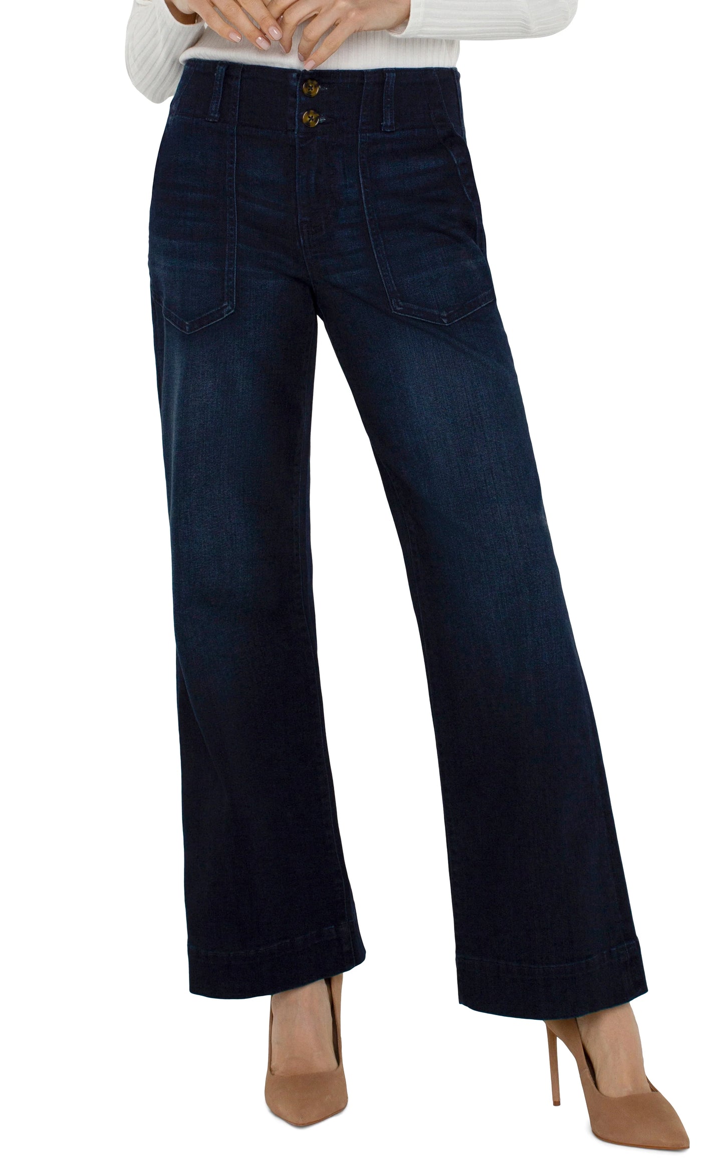 LIVERPOOL PATCH POCKET WIDE LEG JEAN - SUMMIT LAKE