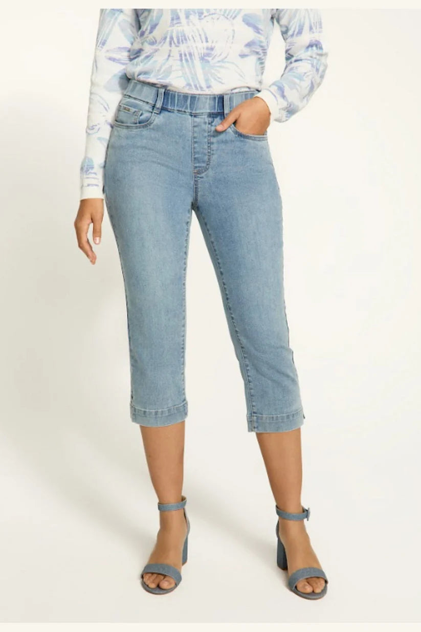 FDJ PULL ON DENIM CAPRI - INDIGO BLUE