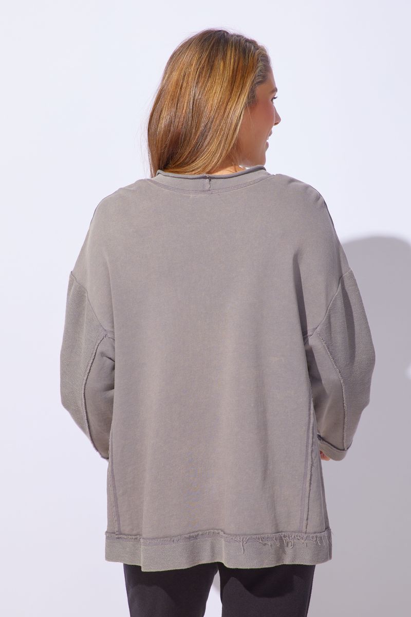 ESCAPE ROLLED NECKLINE TUNIC - FOG