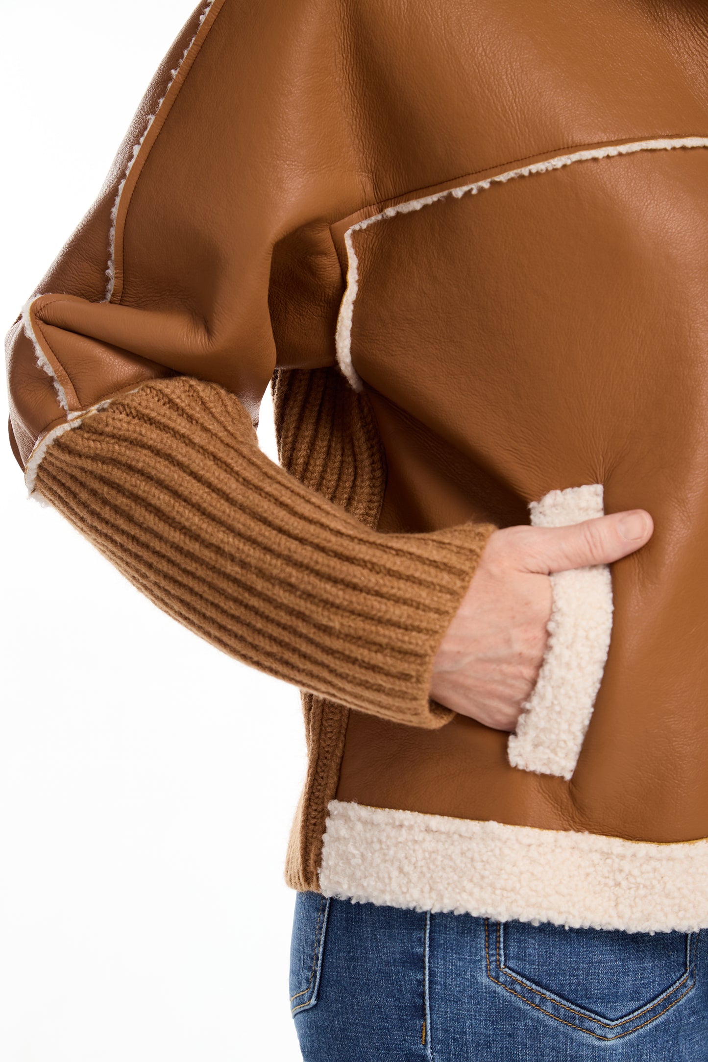 FDJ BONDED SHERPA SWEATER JACKET - CAMEL - Vi-Leen's Fashions