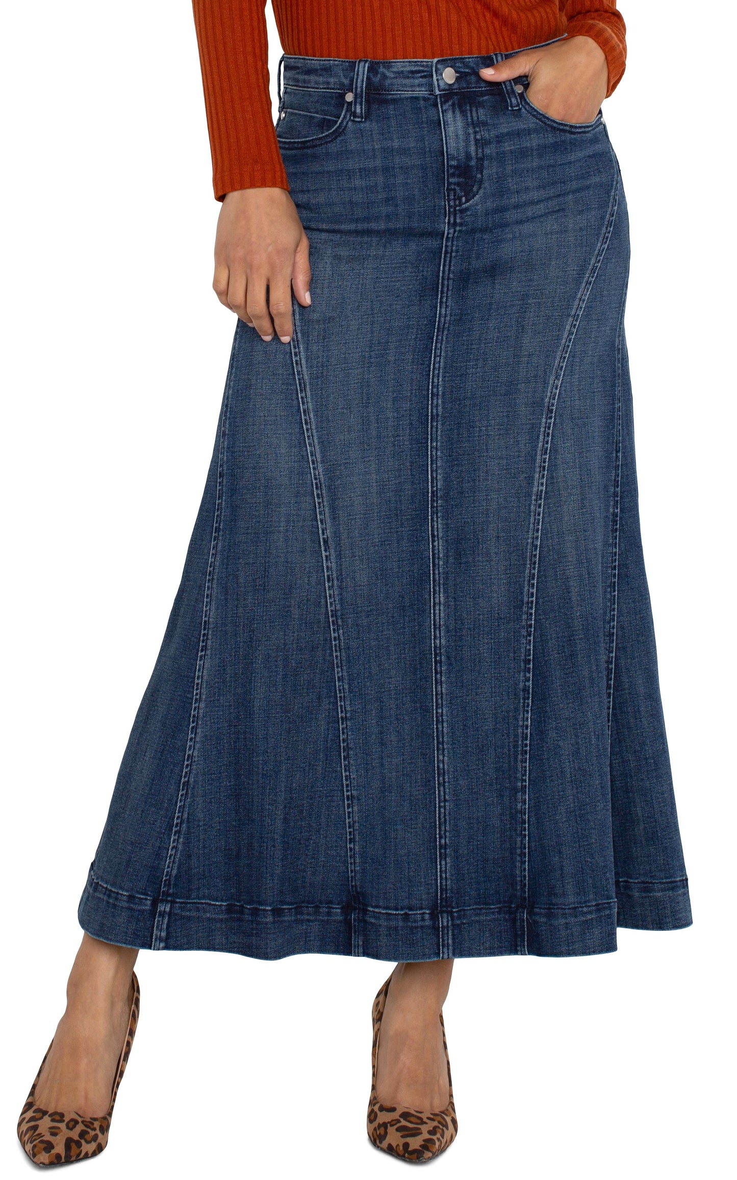 LIVERPOOL MERMAID MAXI DENIM SKIRT - WOODWARD - Vi-Leen's Fashions