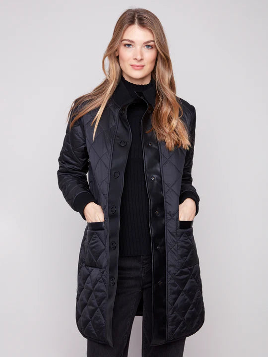 CHARLIE B REVERSIBLE QUILTED JACKET - BLACK
