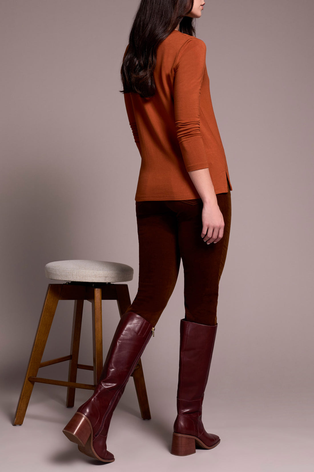 TRIBAL SCOOP NECK TOP - GINGER SPICE
