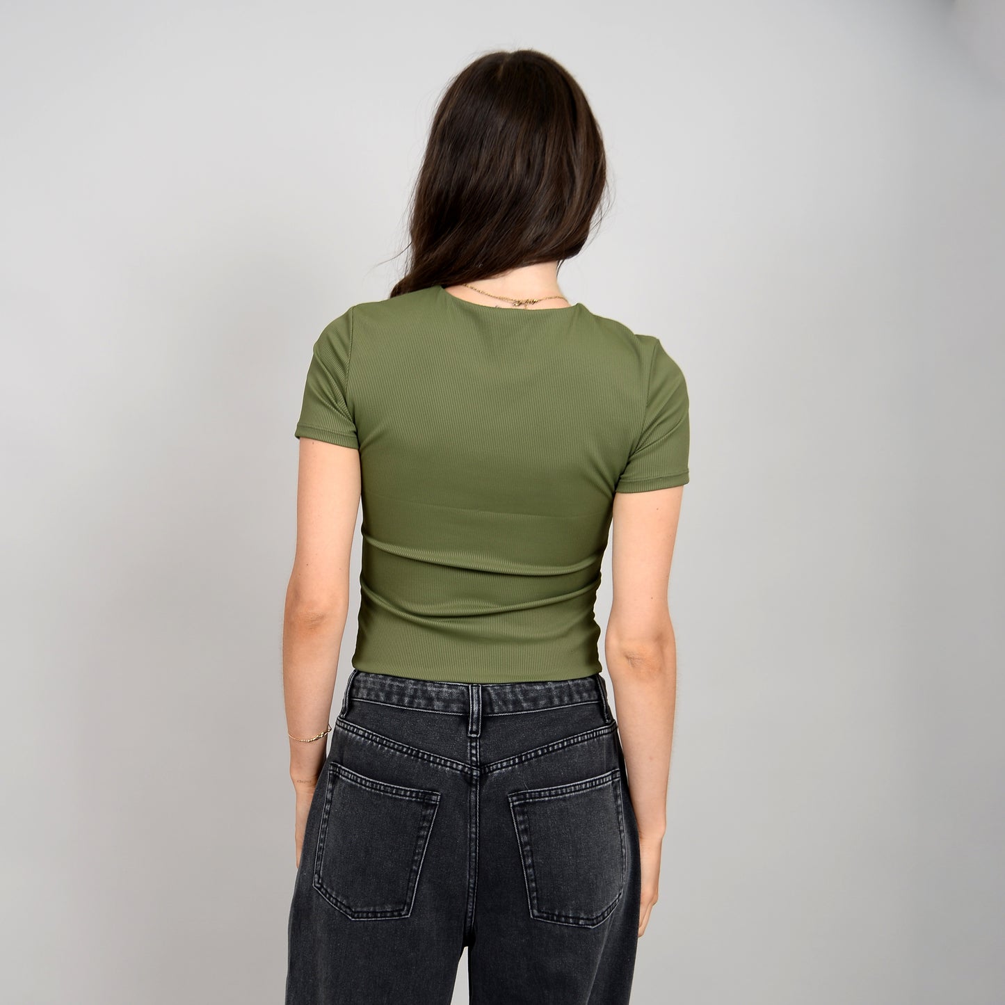 RD STYLE SECOND SKIN ROXI RIB ROUND NECK - DRIED HERB