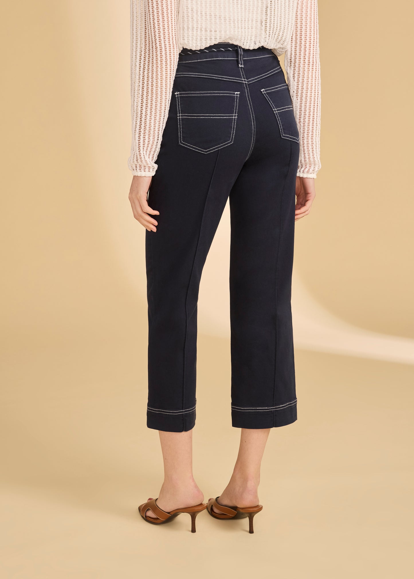 FDJ SUZANNE STRAIGHT CROP PANT - NAVY