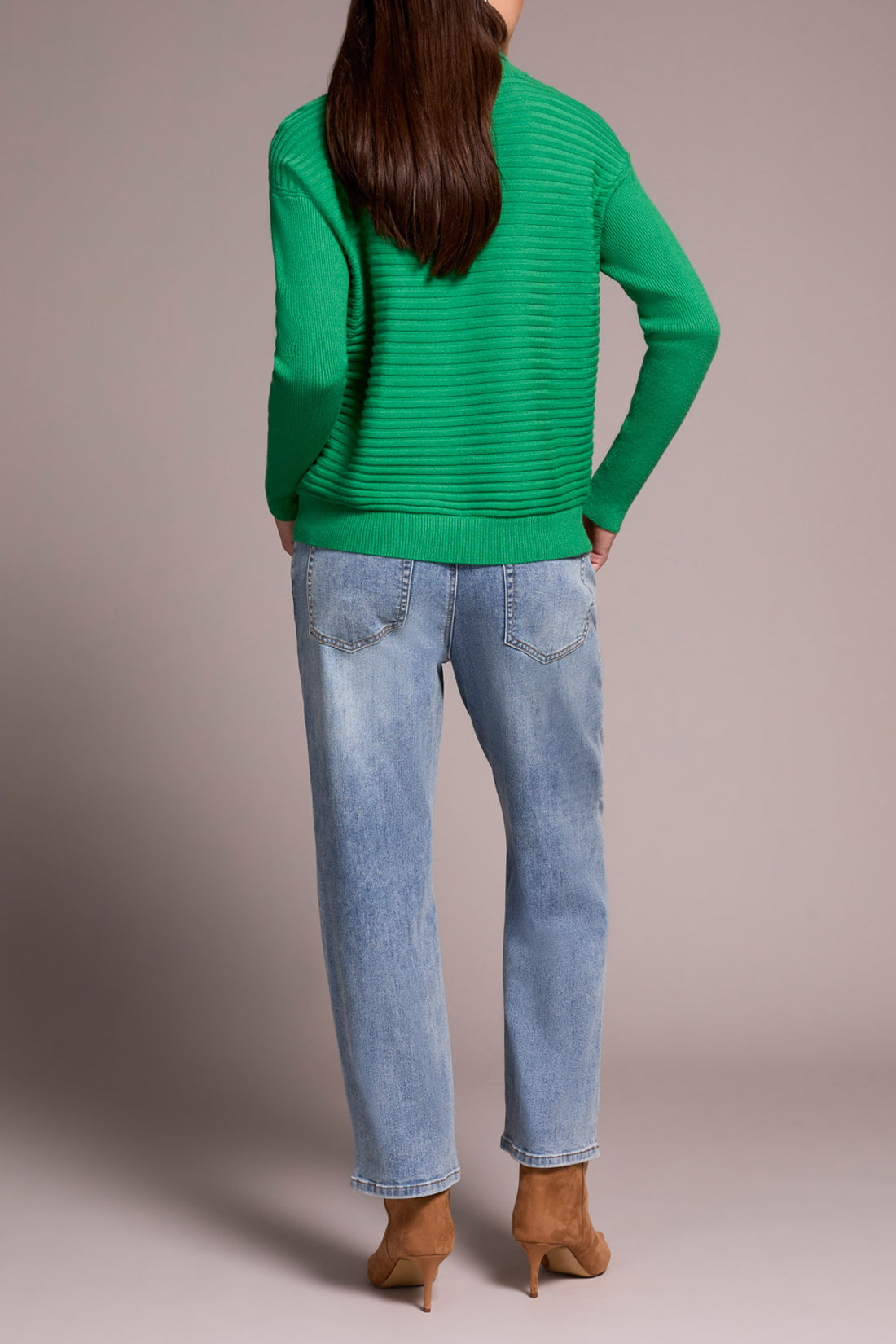 TRIBAL HALF ZIP V-NECK SWEATER - FIELD GREEN