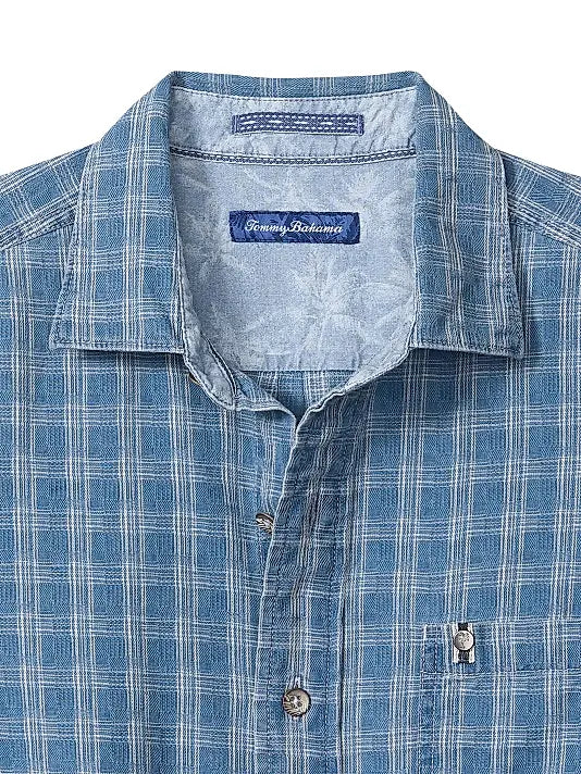 MEN'S TOMMY BAHAMA LOPEZ ISLAND CHECK SHIRT - INDIGO