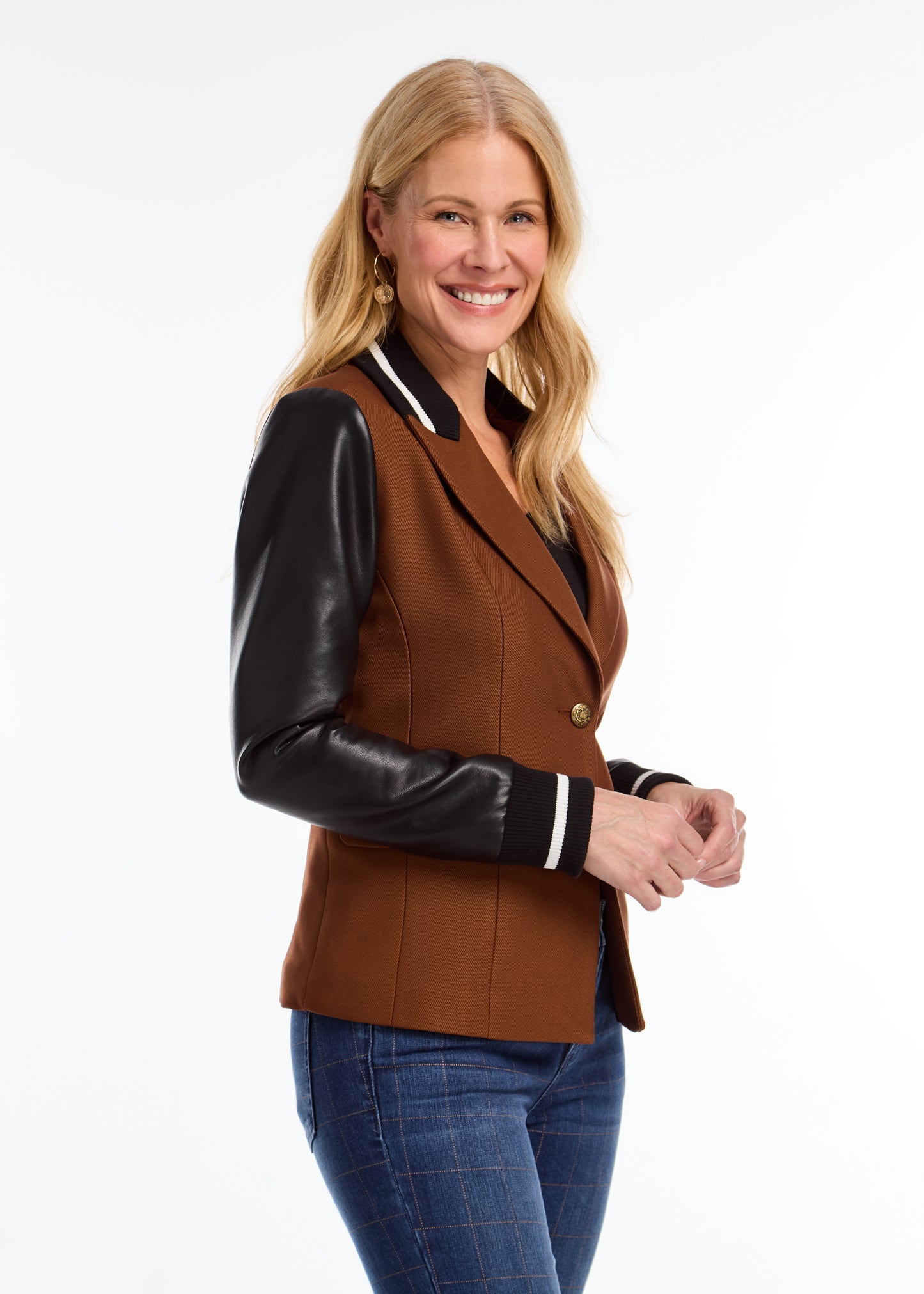 FDJ MIXED MEDIA BLAZER - ESPRESSO - Vi-Leen's Fashions