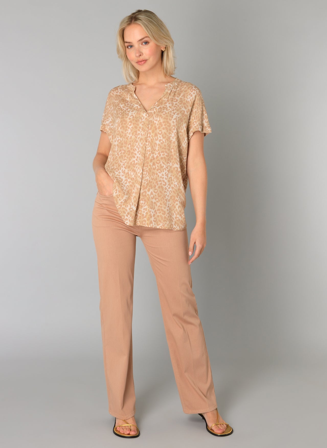 YEST ZILVER PRINT TOP - SOFT SAND