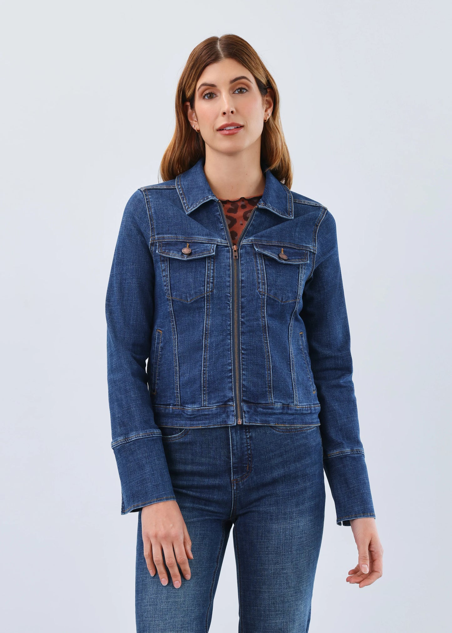 FDJ ZIP FRONT DENIM JACKET - DARK BLUE