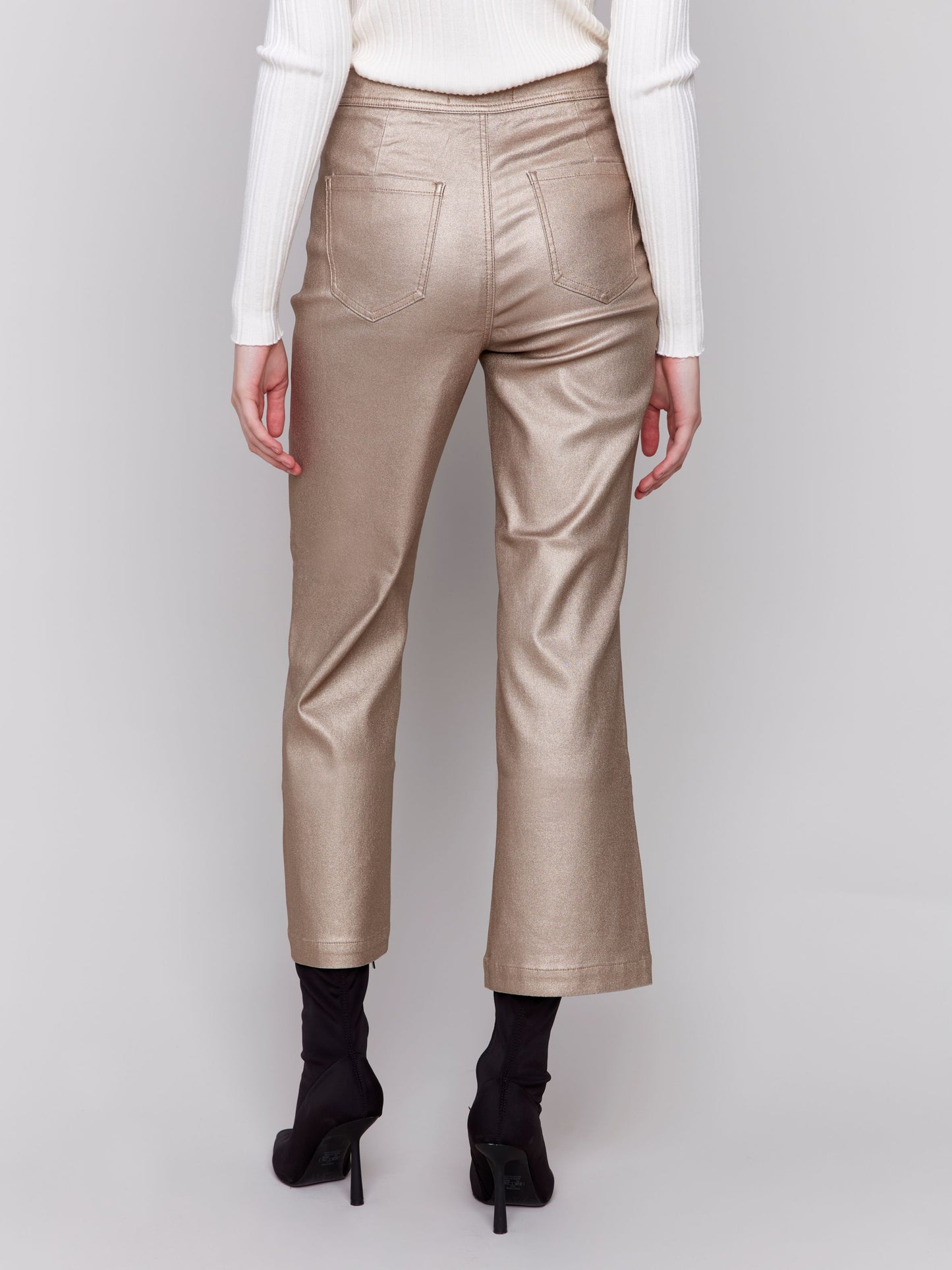 CHARLIE B SHIMMERY PULL ON PANT WITH WELT POCKET - BRONZE - Vi-Leen's Fashions