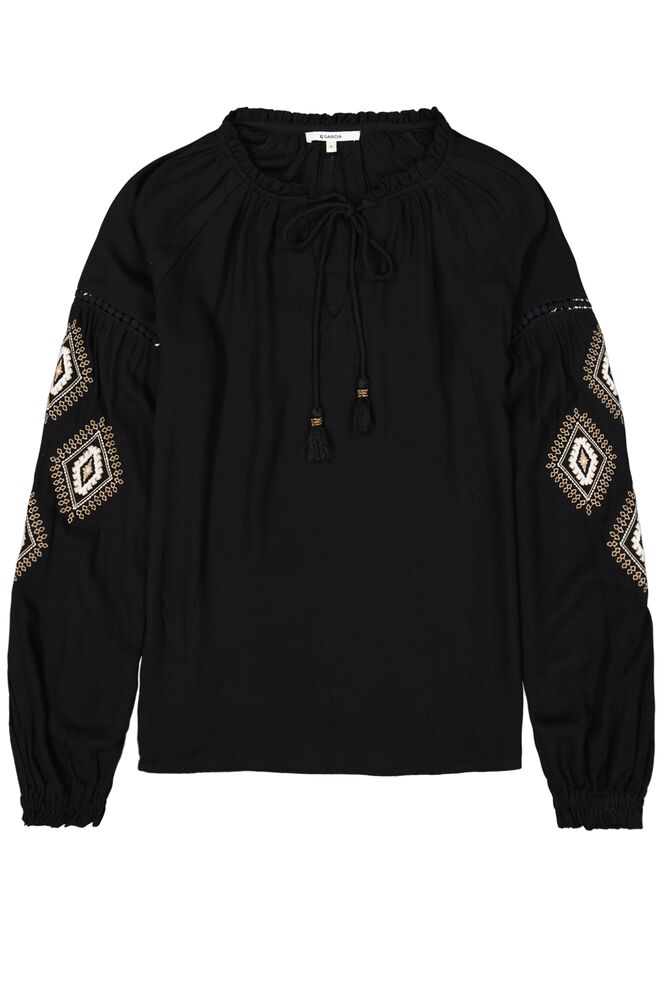 GARCIA EMBROIDERY SLEEVE BLACK TOP - Vi-Leen's Fashions