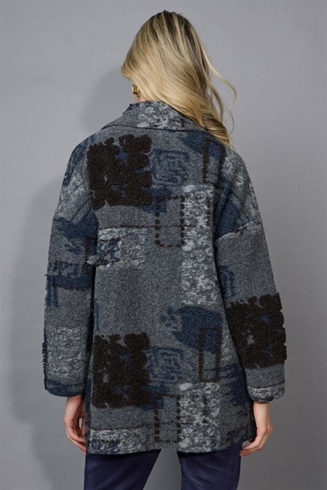 PICADILLY TEXTURED JACKET - BLUE/GREY