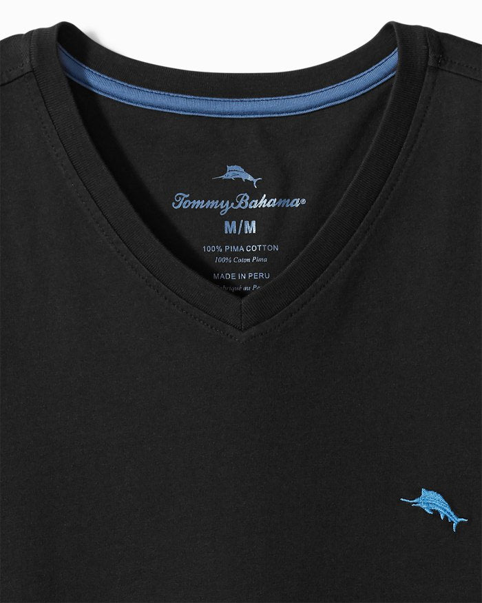 TOMMY BAHAMA BALI SKYLINE V-NECK TEE - BLACK - Vi-Leen's Fashions