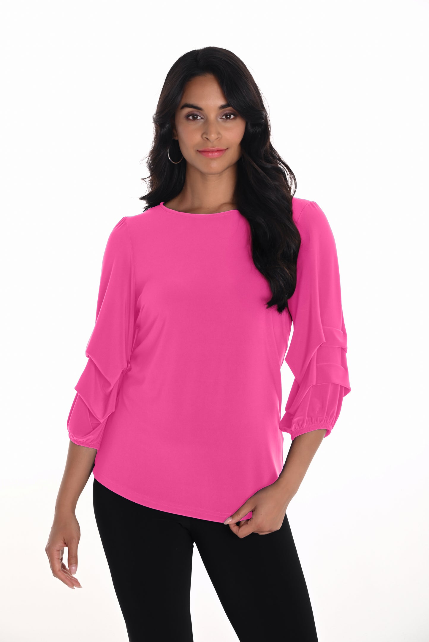 FRANK LYMAN BRIGHT PINK TOP WITH SLEEVE DETAIL