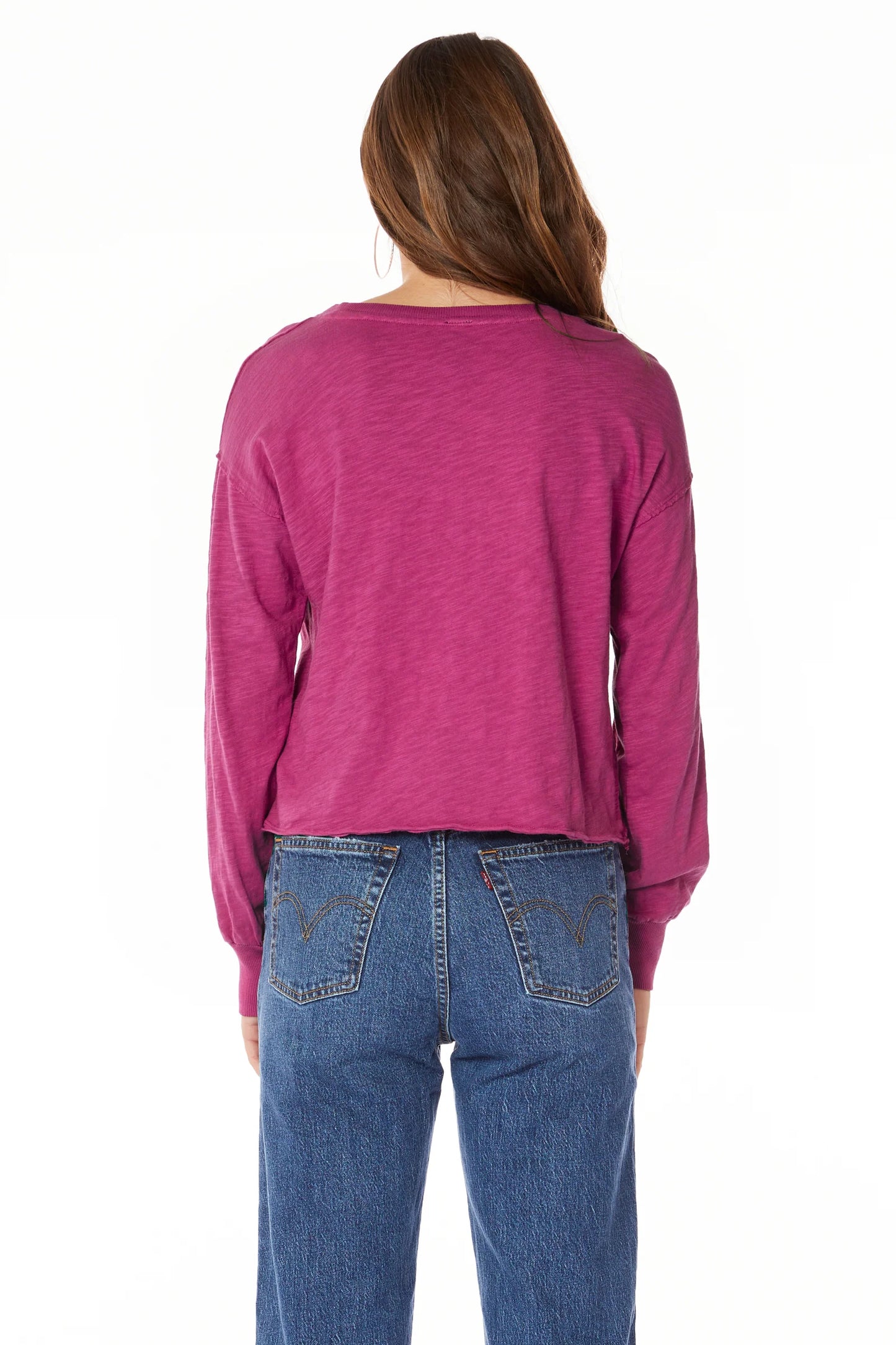 BOBI LONG SLEEVE SCOOP NECK TOP - BERRY - Vi-Leen's Fashions