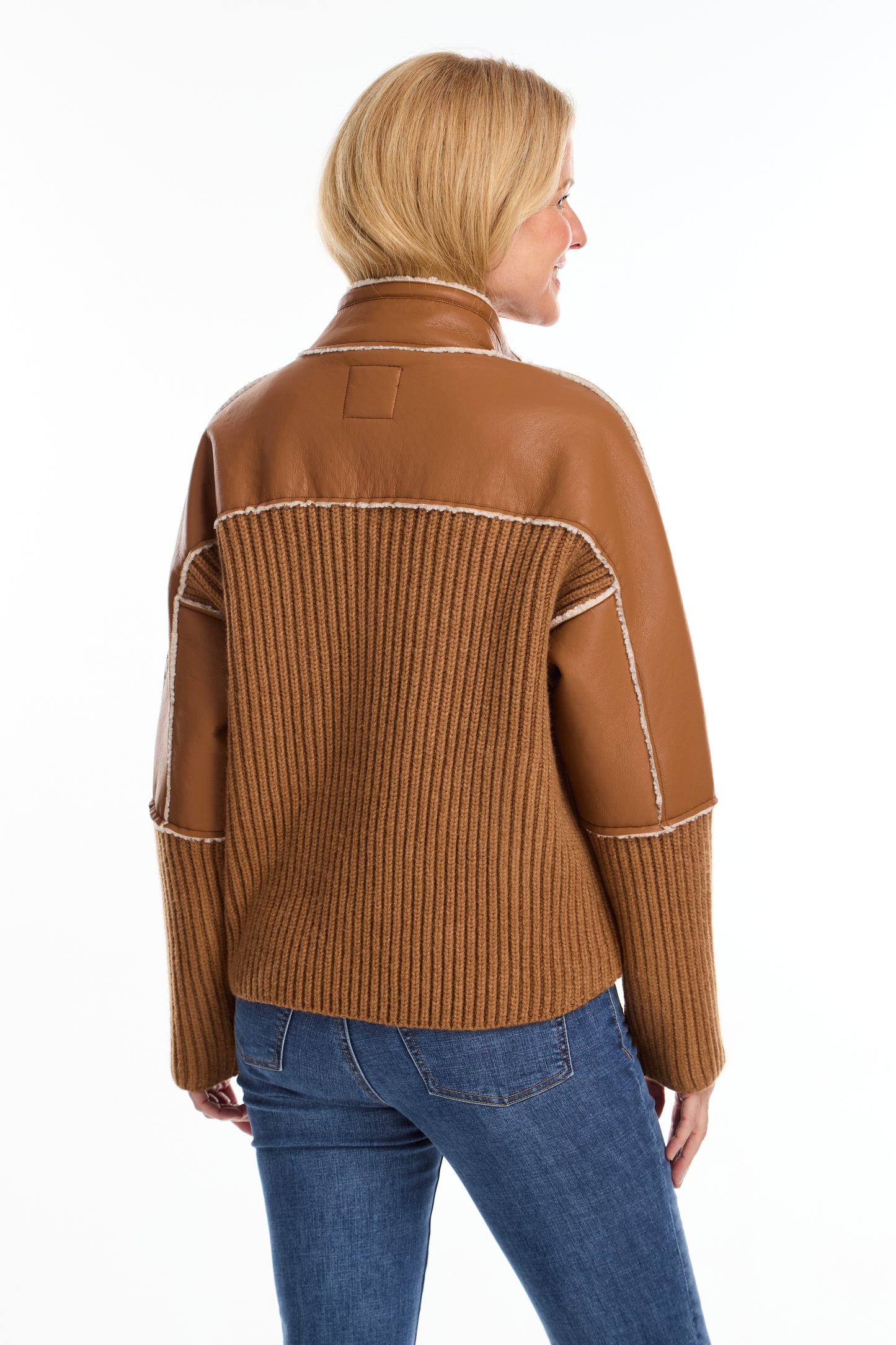 FDJ BONDED SHERPA SWEATER JACKET - CAMEL - Vi-Leen's Fashions