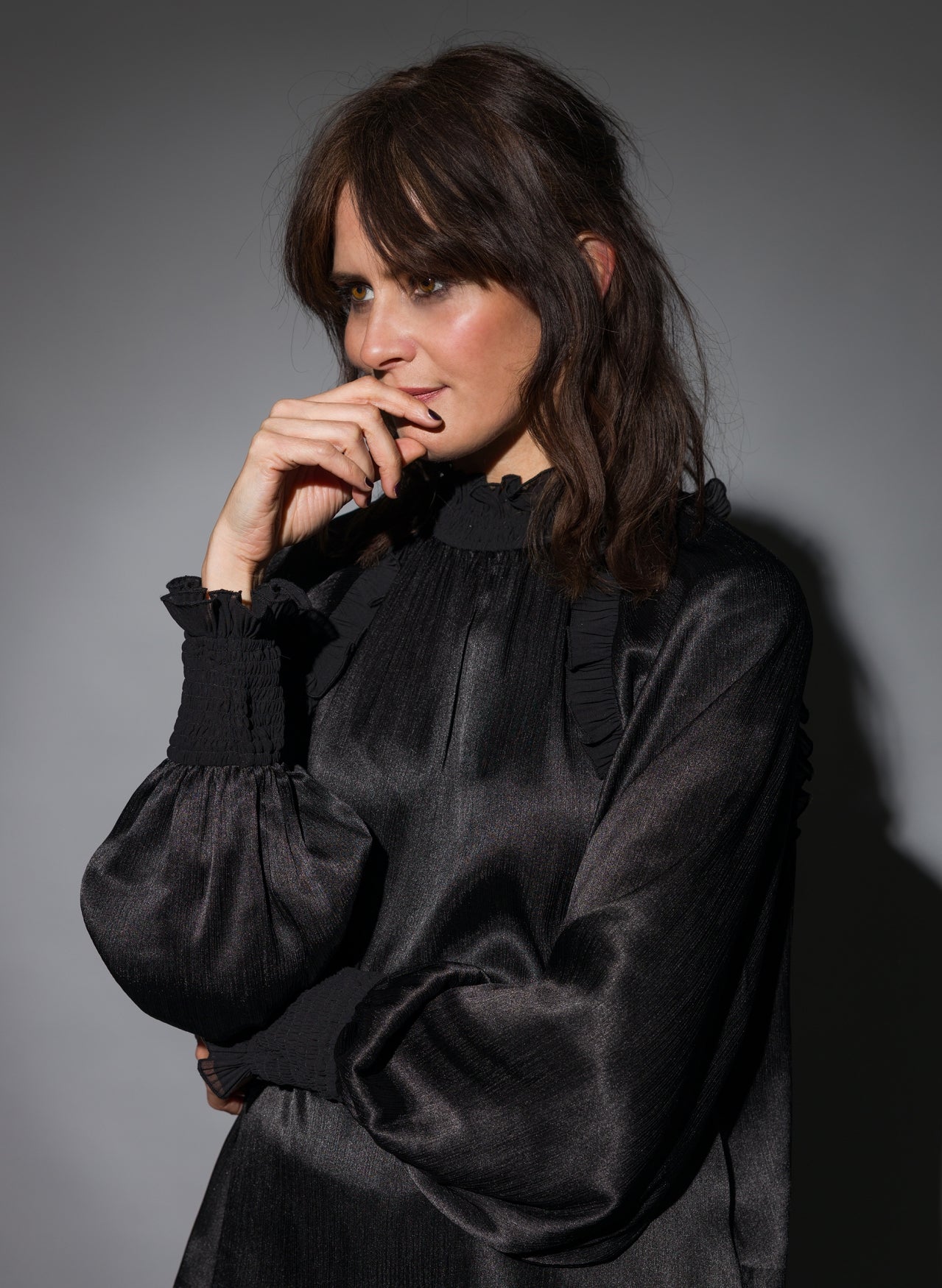 YEST PALMA RUFFLED NECKLINE TOP - BLACK - Vi-Leen's Fashions