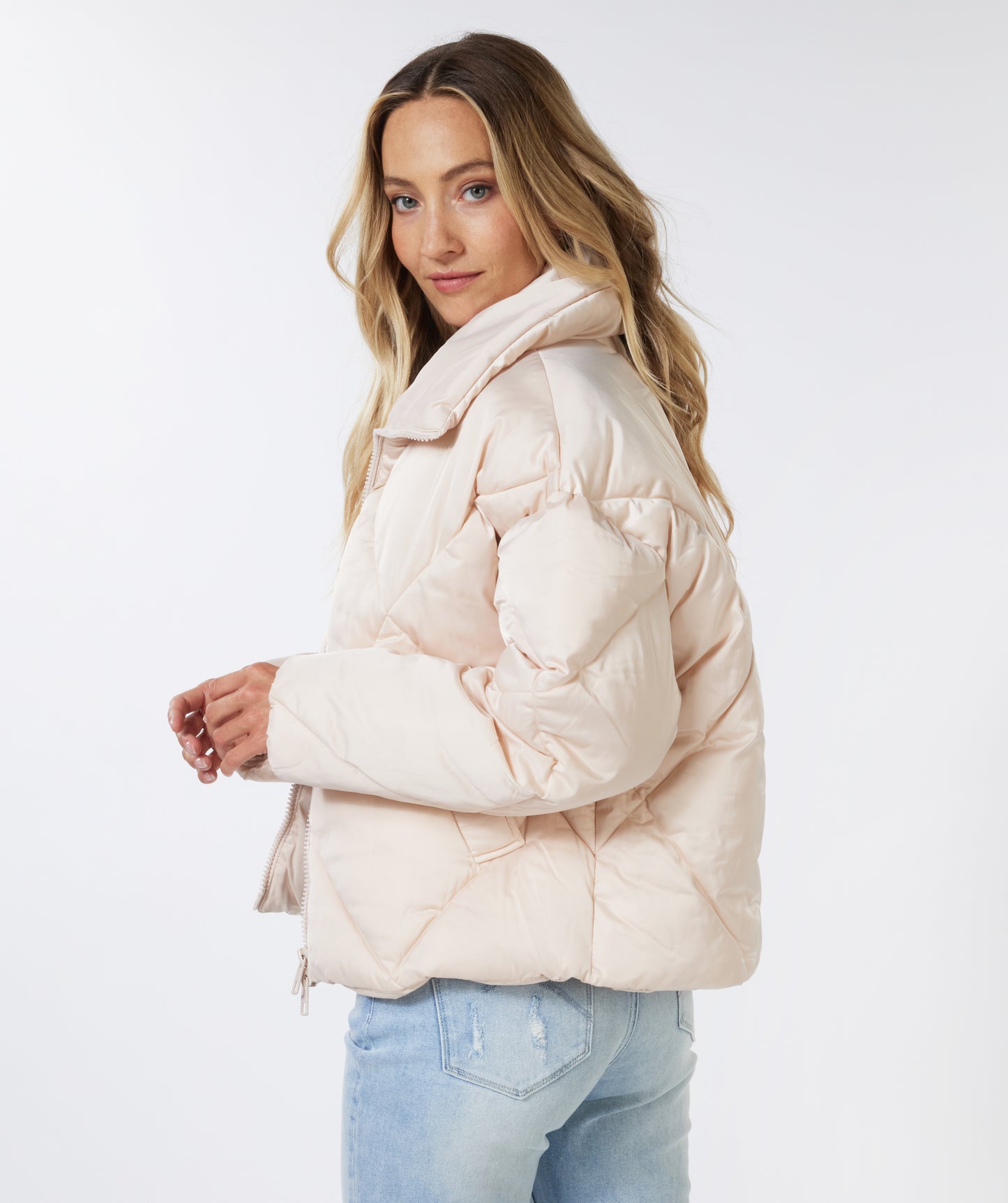 ESQUALO SHORT QUILTED JACKET - LIGHT SAND - Vi-Leen's Fashions