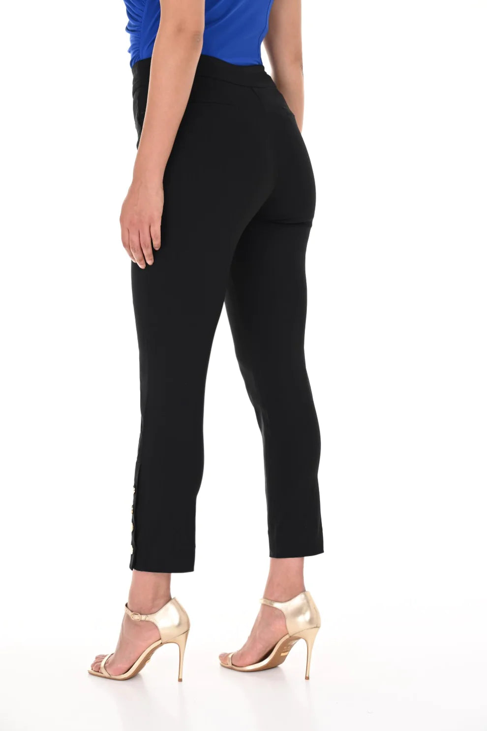 FRANK LYMAN SLIM LEG PANT WITH SNAP GOLD BUTTON DETAIL - BLACK - Vi-Leen's Fashions