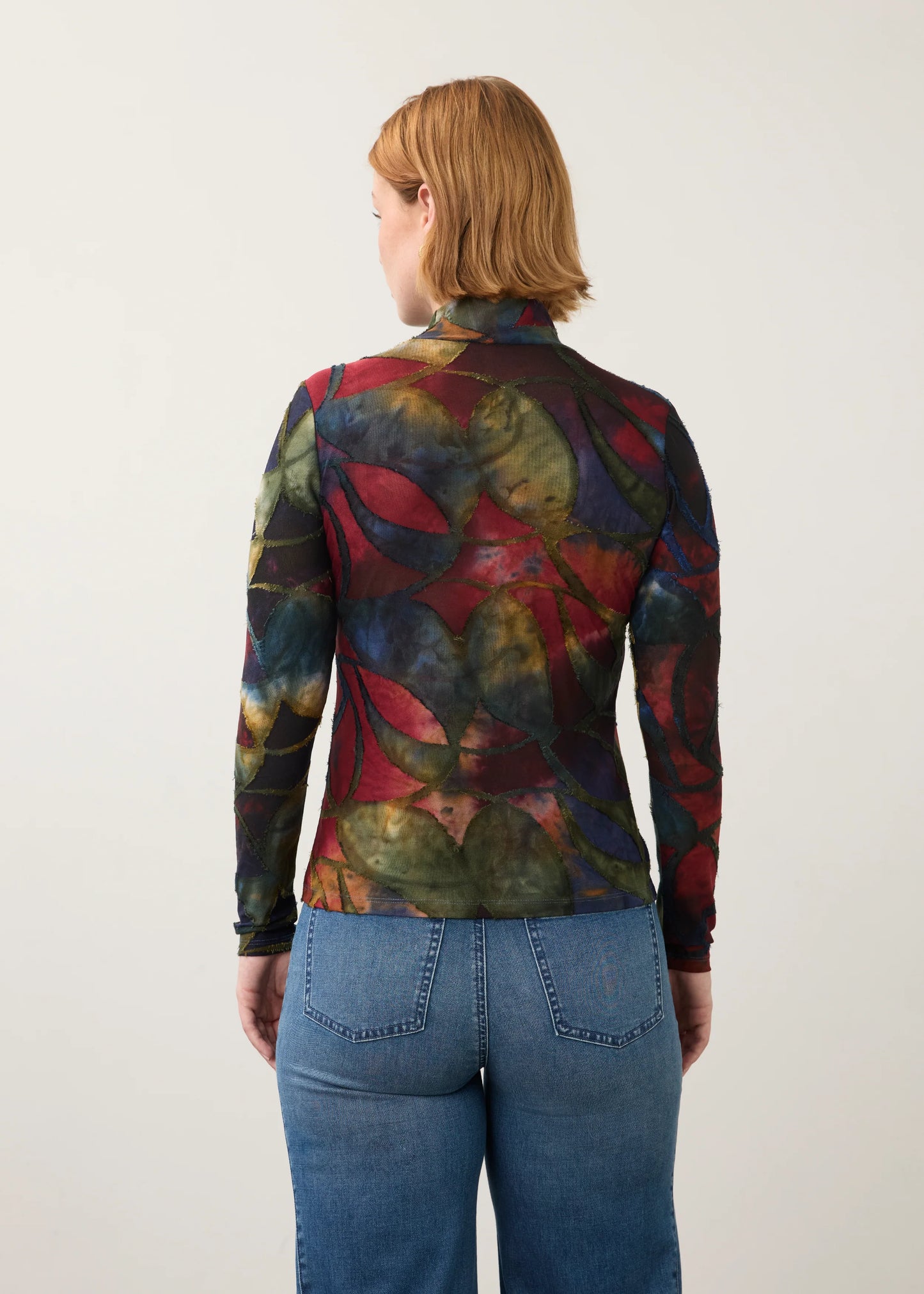 FDJ PRINTED MOCK NECK TOP - AUTUMNAL
