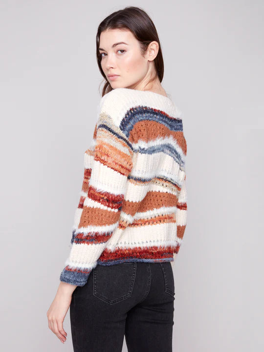 CHARLIE B PATCHWORK KNIT SWEATER