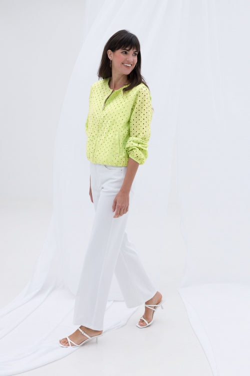 YEST TANJA EYELET LINED JACKET - WHITE