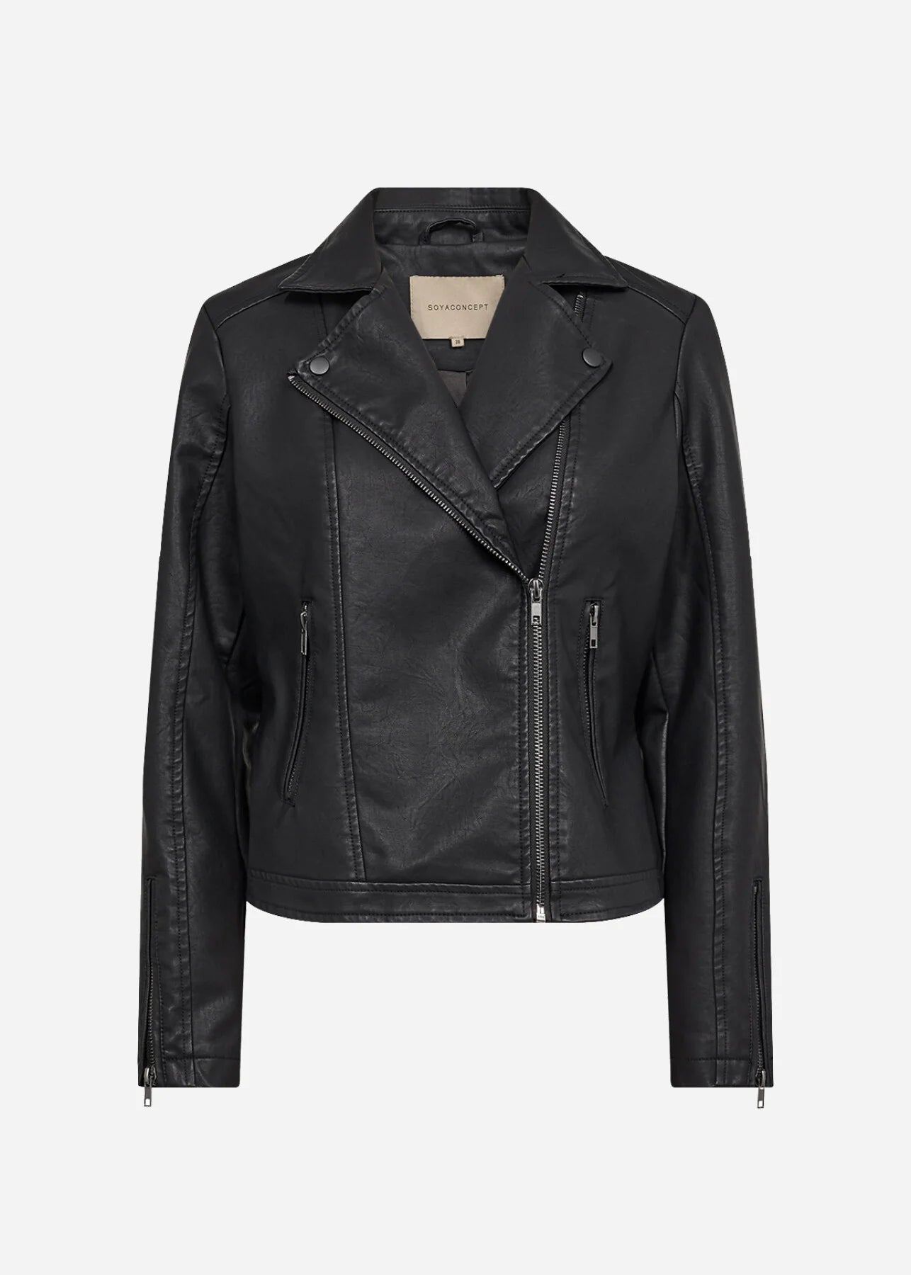 SOYACONCEPT GUNILLA FAUX LEATHER MOTO JACKET - BLACK