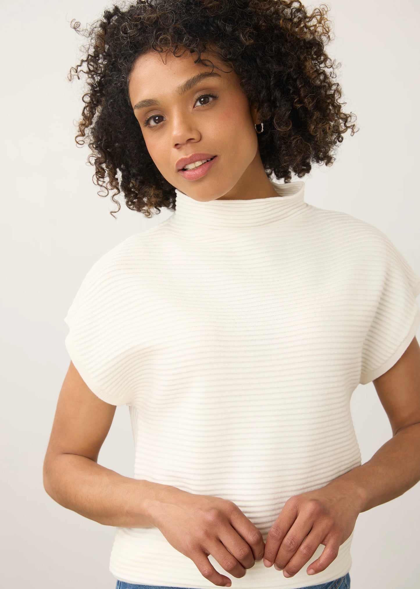 FDJ OTTOMAN CAP SLEEVE SWEATER - CREAM