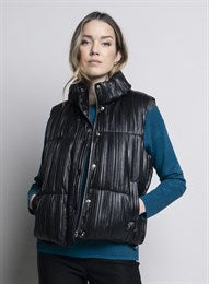 PICADILLY PLEATED PUFFER VEST - BLACK - Vi-Leen's Fashions