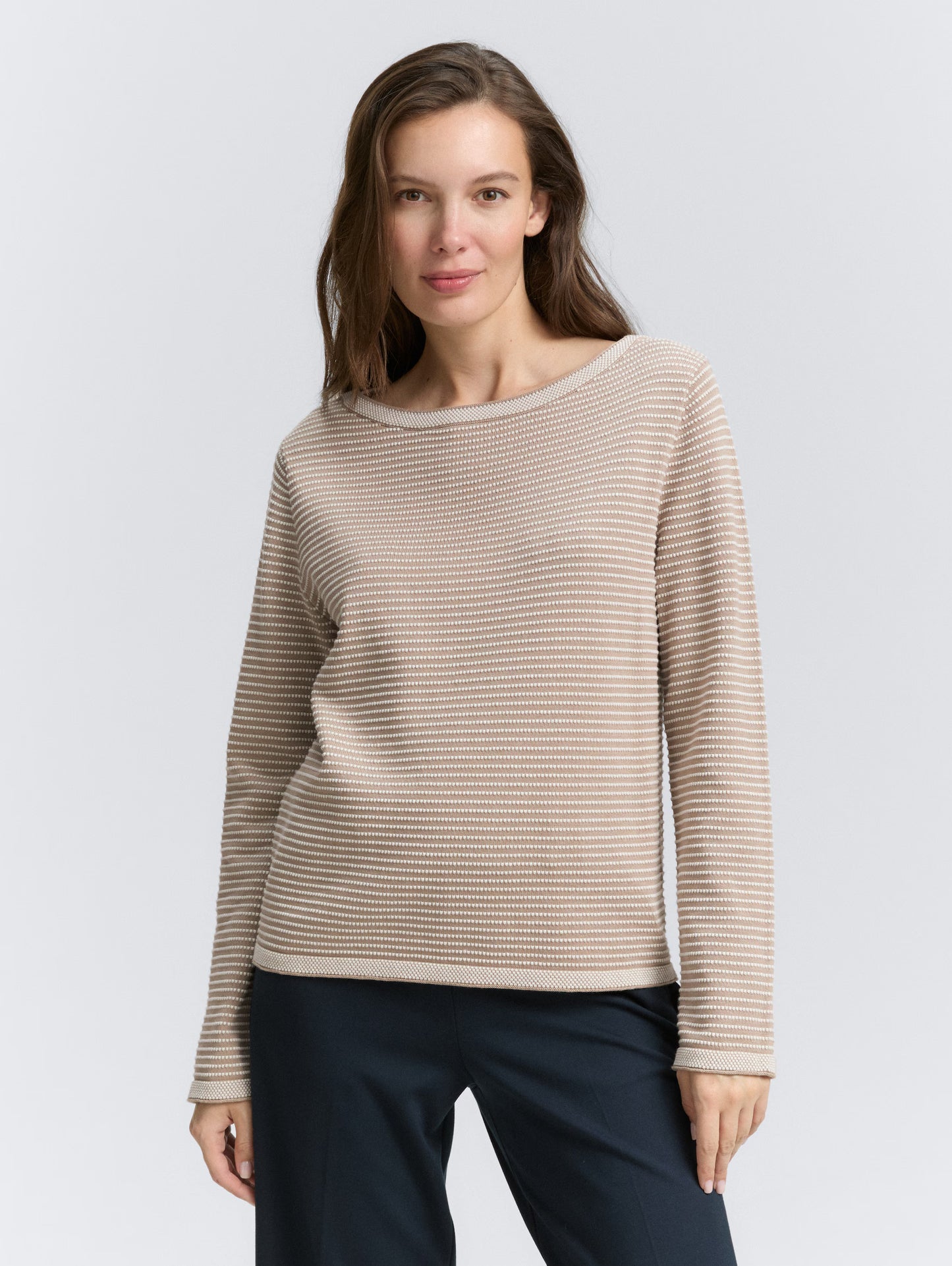 TOM TAILOR BUBBLE KNIT PULLOVER - TAUPE