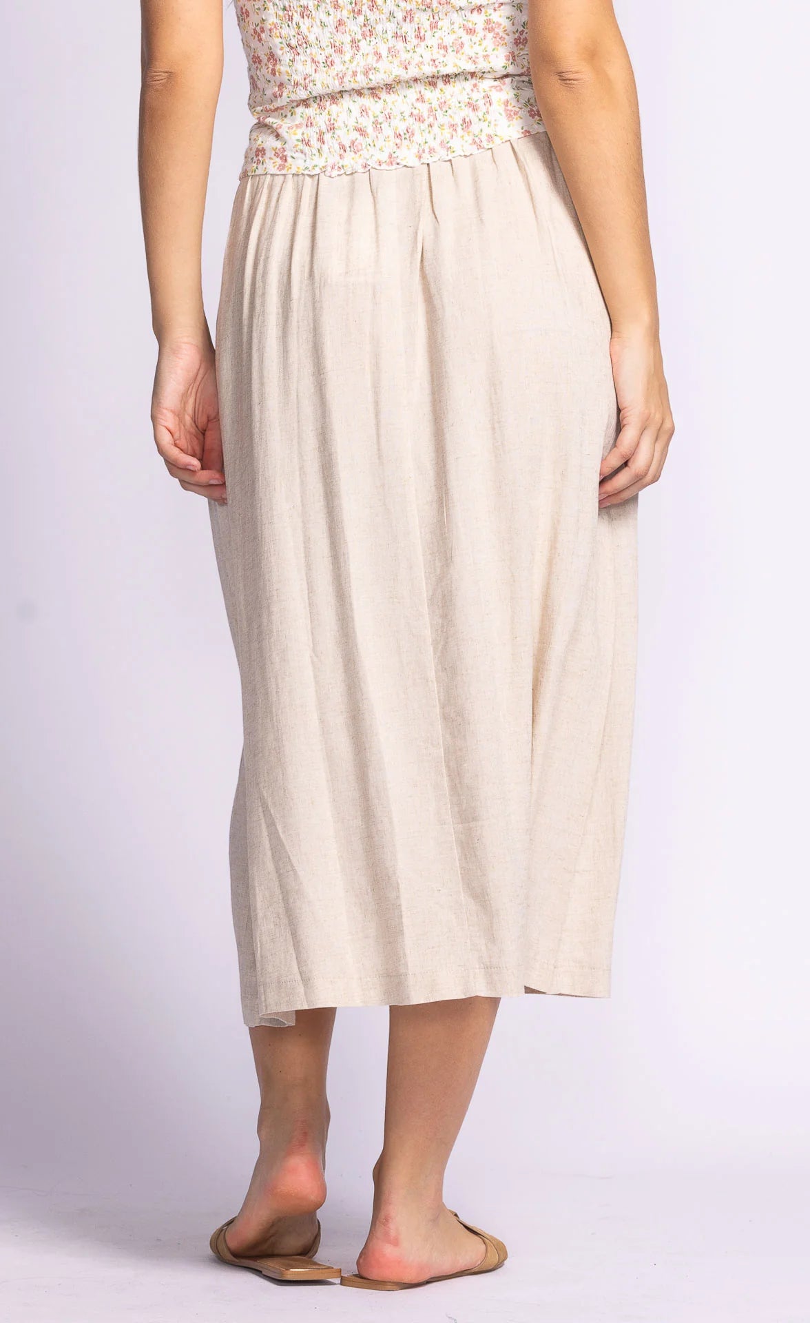 PINK MARTINI CARTER LINEN BLEND SKIRT - BEIGE