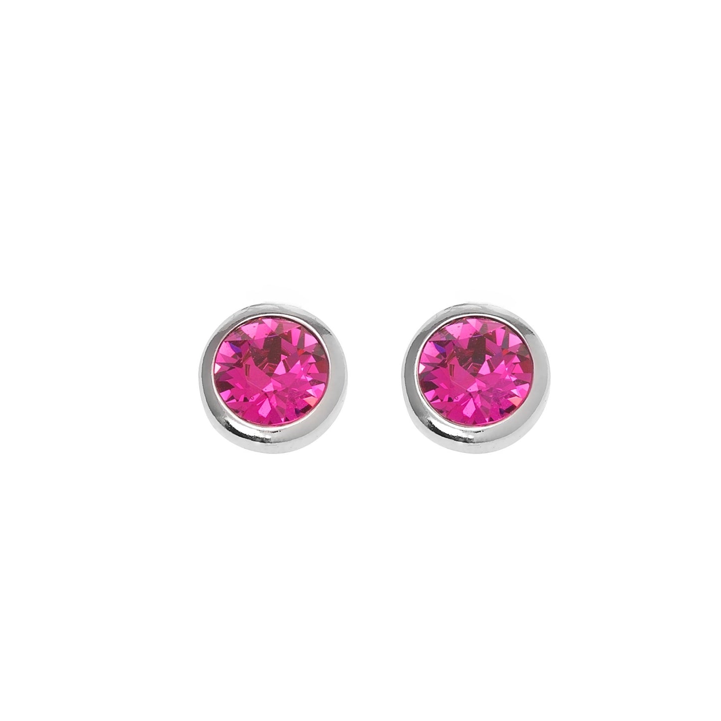 MF RHODIUM SMALL ROUND EARRING - FUSHIA - Vi-Leen's Fashions