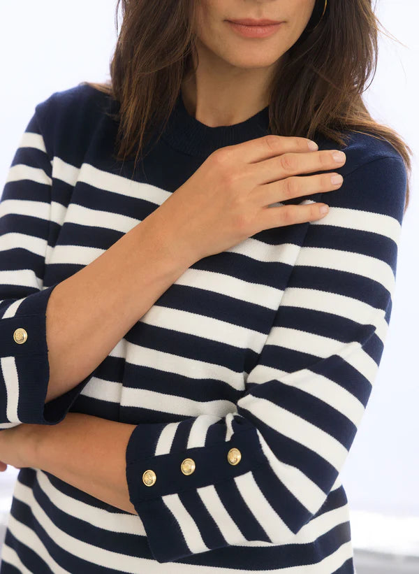 YEST IZA SWEATER DRESS - NAVY/WHITE - Vi-Leen's Fashions