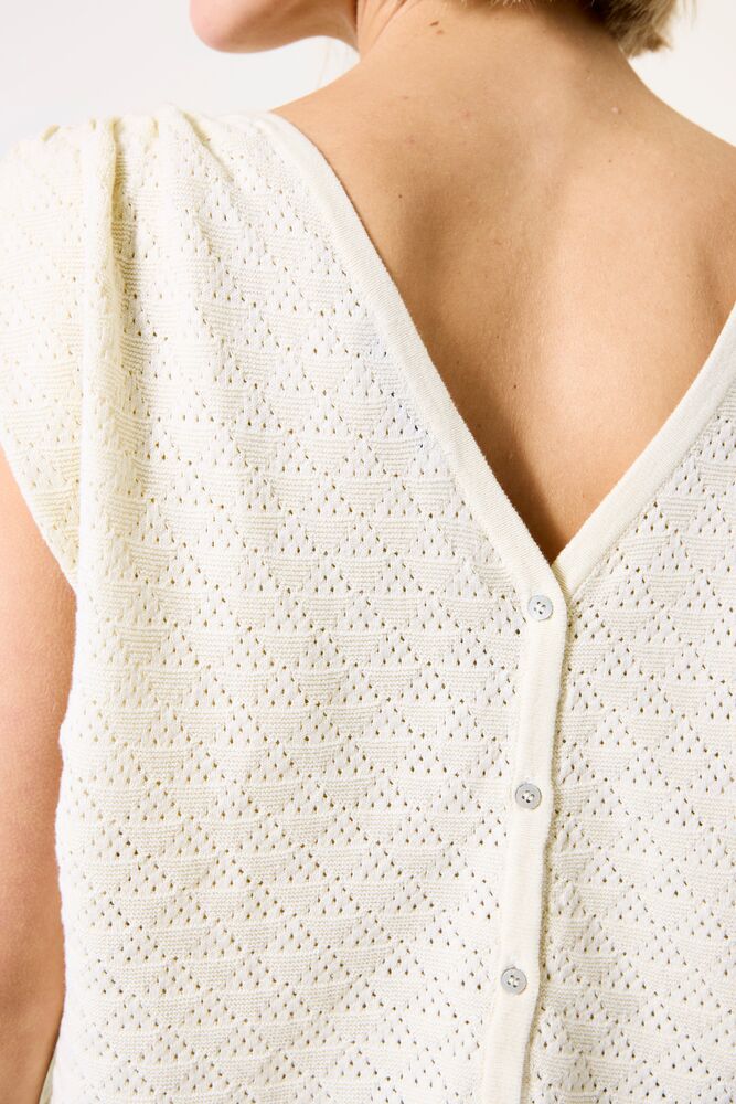 GARCIA KNIT TOP WITH BUTTON BACK DETAIL - CREAM