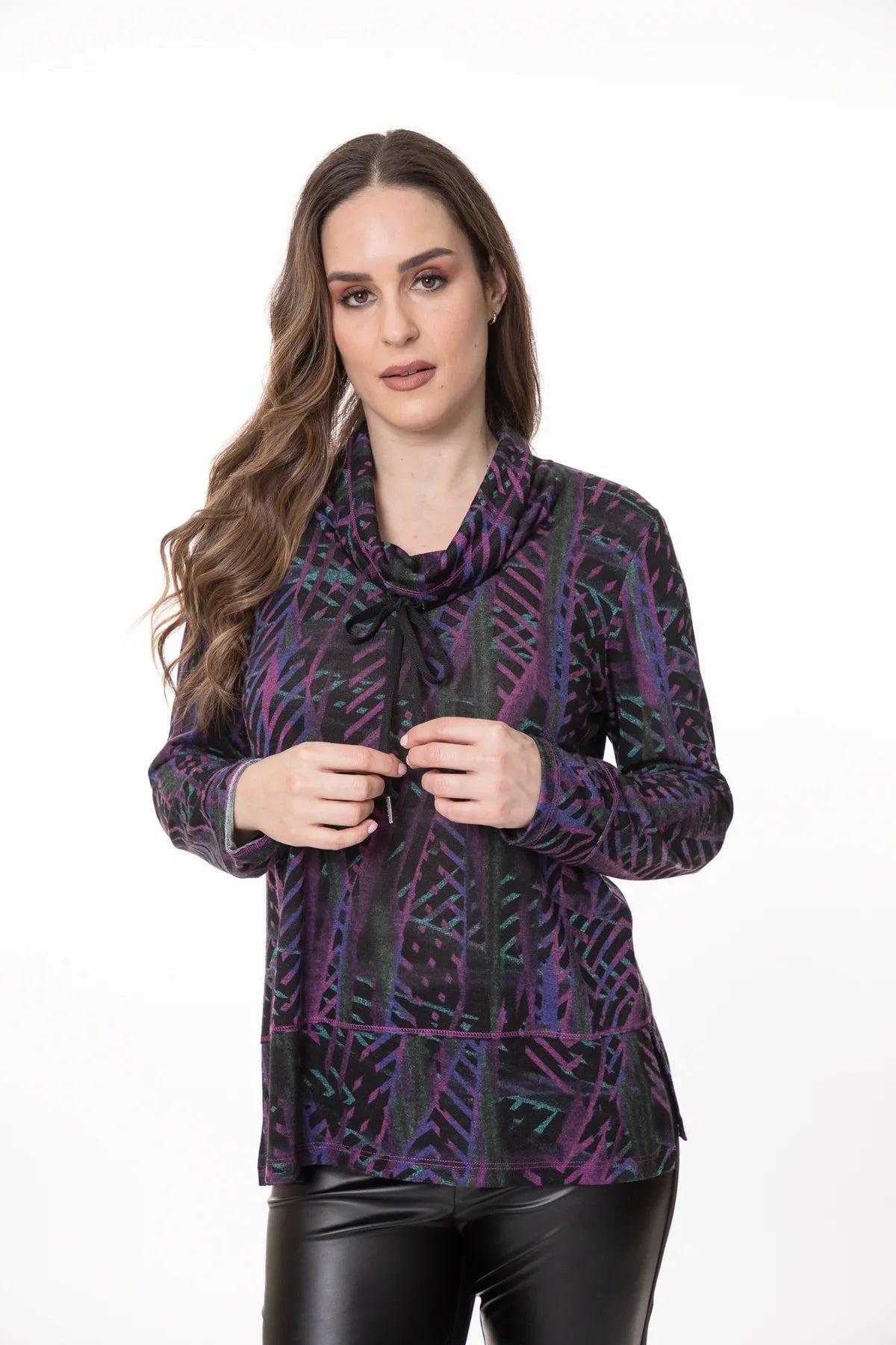 BALI COWL NECK PRINT TOP