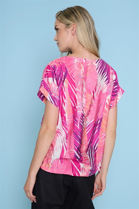 PICADILLY PRINT TOP WITH DRAWSTRING HEM - MULTI - Vi-Leen's Fashions