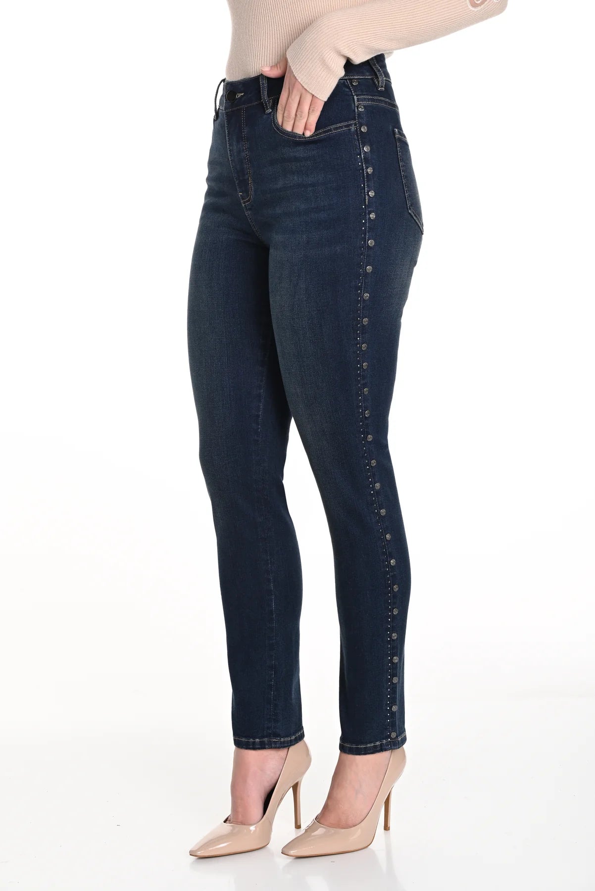FRANK LYMAN SIDE SEAM DETAIL JEAN - DARK BLUE - Vi-Leen's Fashions