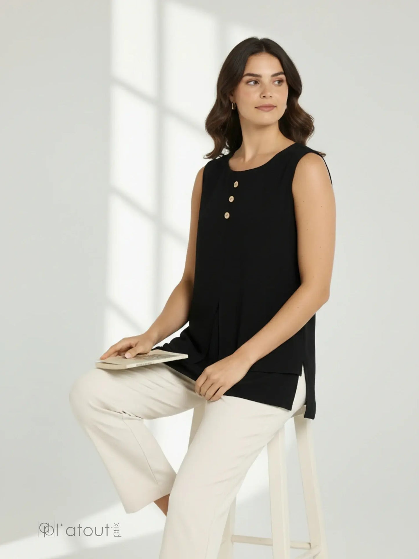 DEVIA BLACK SLEEVELESS TOP - Vi-Leen's Fashions