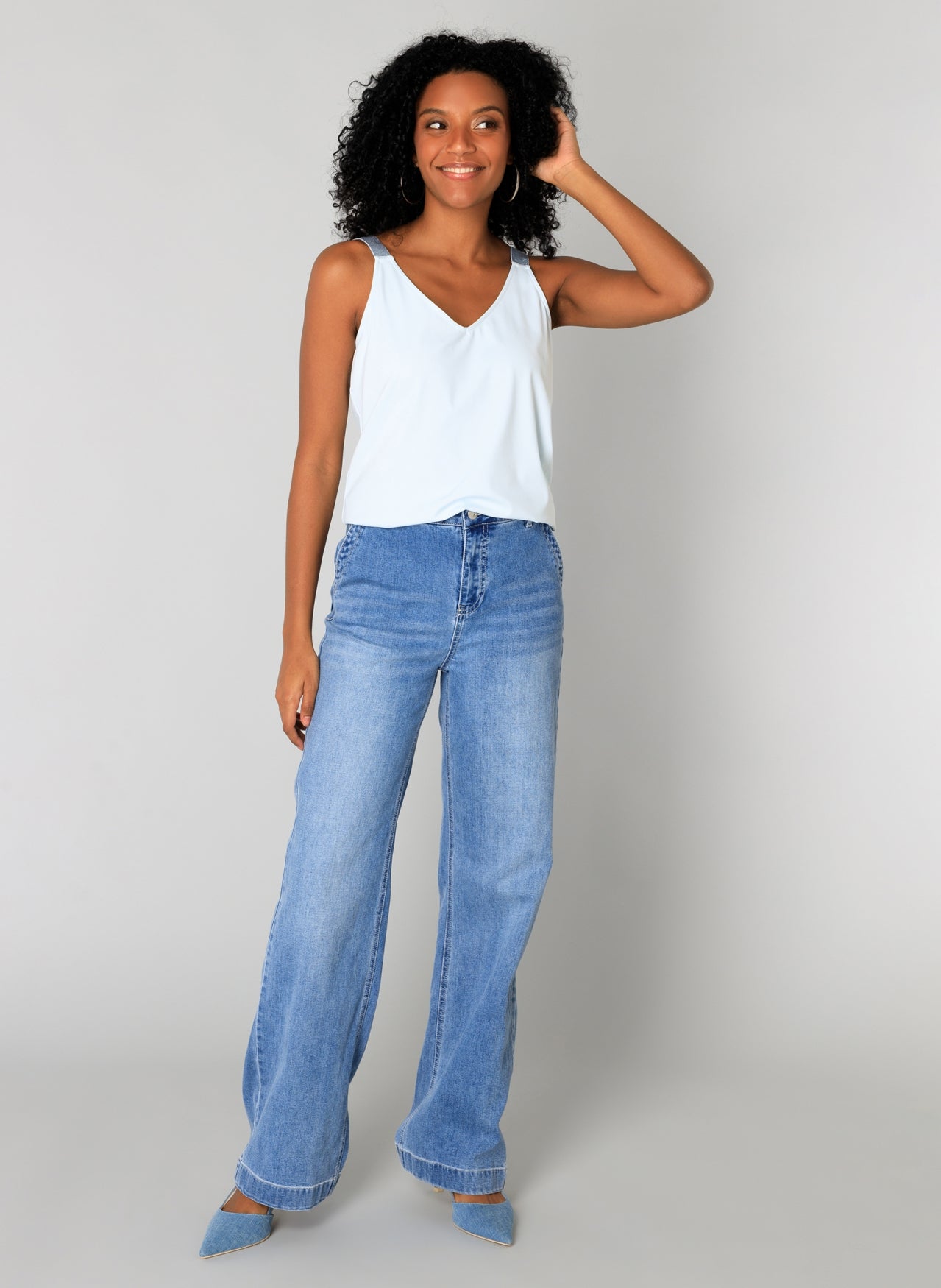 YEST SANA FLARE FIT JEAN - DENIM STONE WASH