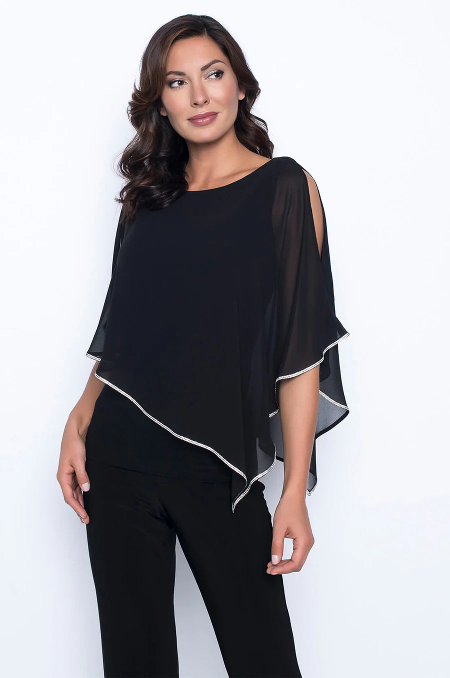 FRANK LYMAN RHINESTONE TRIM TOP - BLACK - Vi-Leen's Fashions