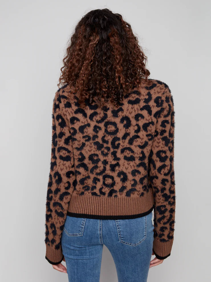 CHARLIE B BOW TIE FRONT CARDIGAN - ANIMAL