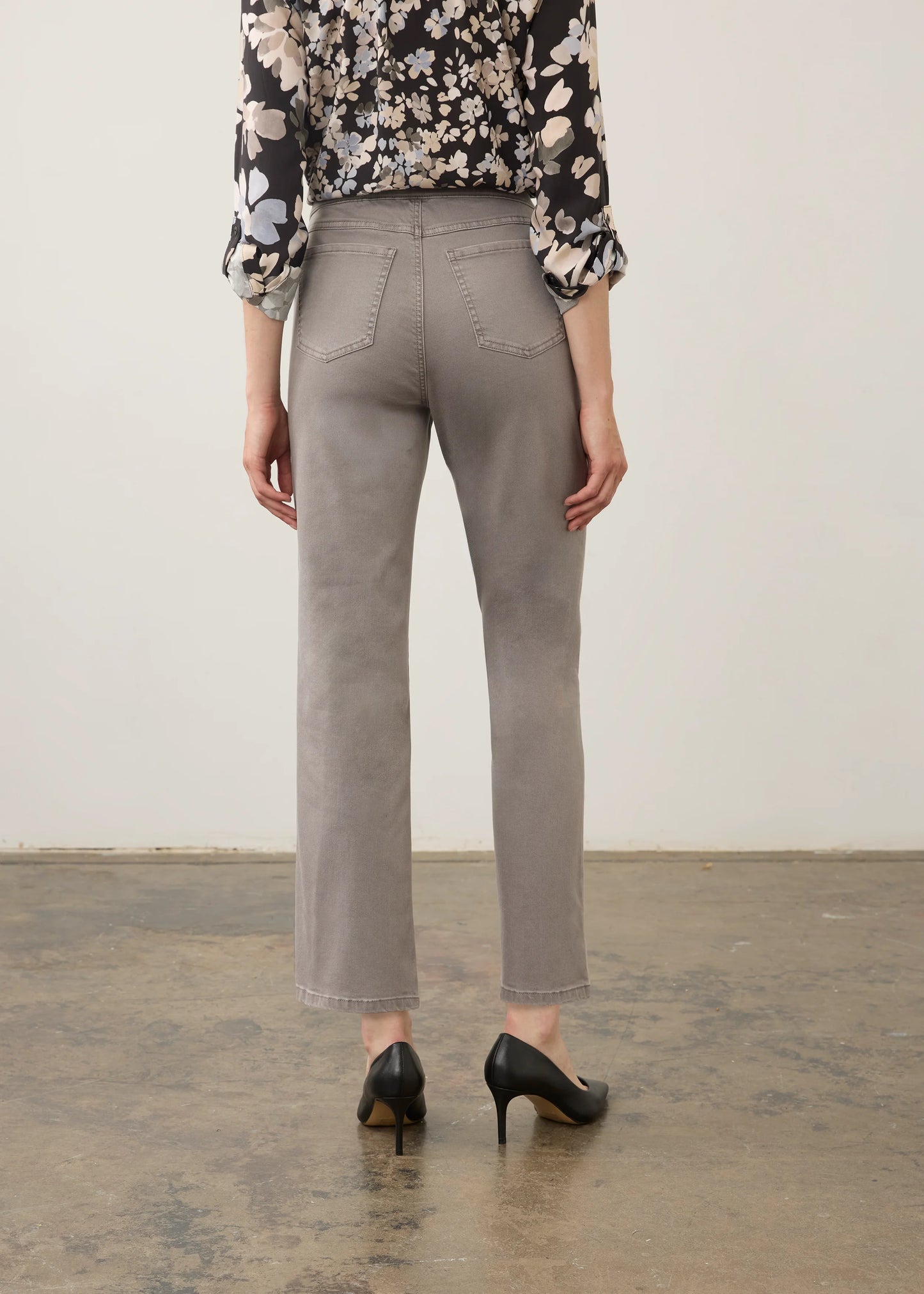FDJ PULL ON STRAIGHT LEG PANT - STONE GREY