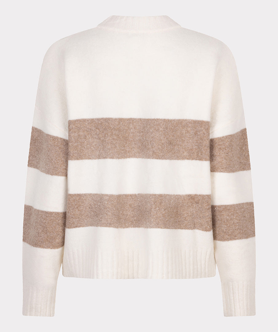 ESQUALO STRIPED SWEATER - OFF WHITE/TAN
